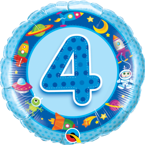 Balon foliowy - 4 urodziny, różowy, 18"