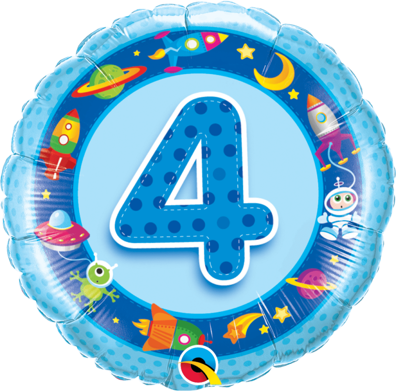 Balon foliowy – 4 urodziny, niebieski, 18″ Balony bez helu Szalony.pl - Sklep imprezowy 2