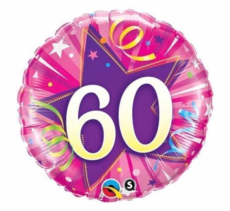 Balon bez helu: 60 lat – różowy, “STAR”, 18″ Balony bez helu Szalony.pl - Sklep imprezowy 2