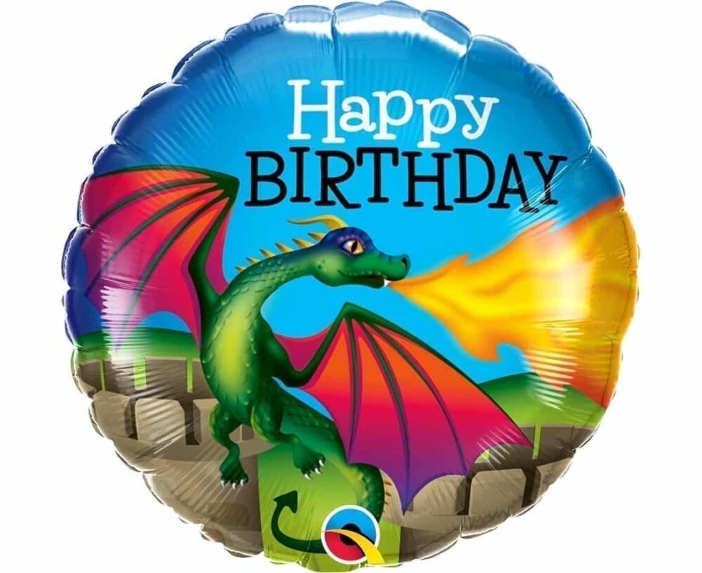 Balon bez helu: Smok, Happy birthday, 18"