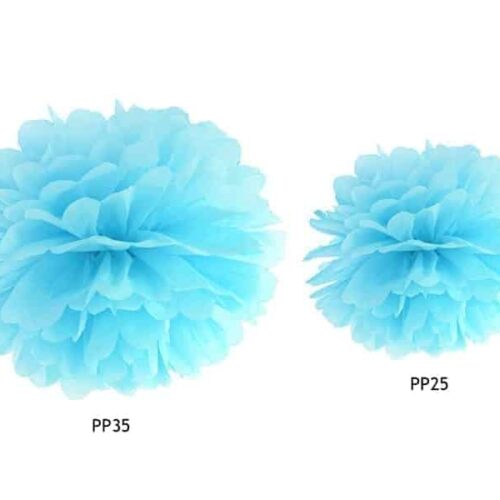 Pompon bibułowy, 35cm, błękit