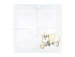 Serwetki Happy Birthday, białe, 33x33cm, 20szt.. Szalony.pl - Sklep imprezowy.