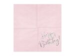 Serwetki, Happy birthday, jasne róż, 33x33cm, 20szt.. Szalony.pl - Sklep imprezowy.