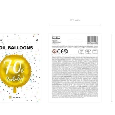 Balon bez helu: 70th Birthday, złoty, 18″ Balony bez helu Szalony.pl - Sklep imprezowy 11