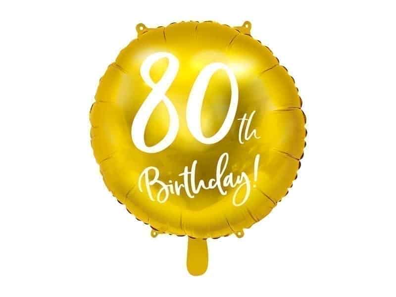 Balon bez helu: 80th Birthday, złoty, 18″ Balony bez helu Szalony.pl - Sklep imprezowy