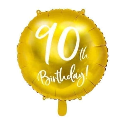 Balon bez helu: 90th Birthday, złoty, 18″ Balony bez helu Szalony.pl - Sklep imprezowy