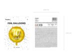 Balon bez helu: 90th Birthday, złoty, 18"