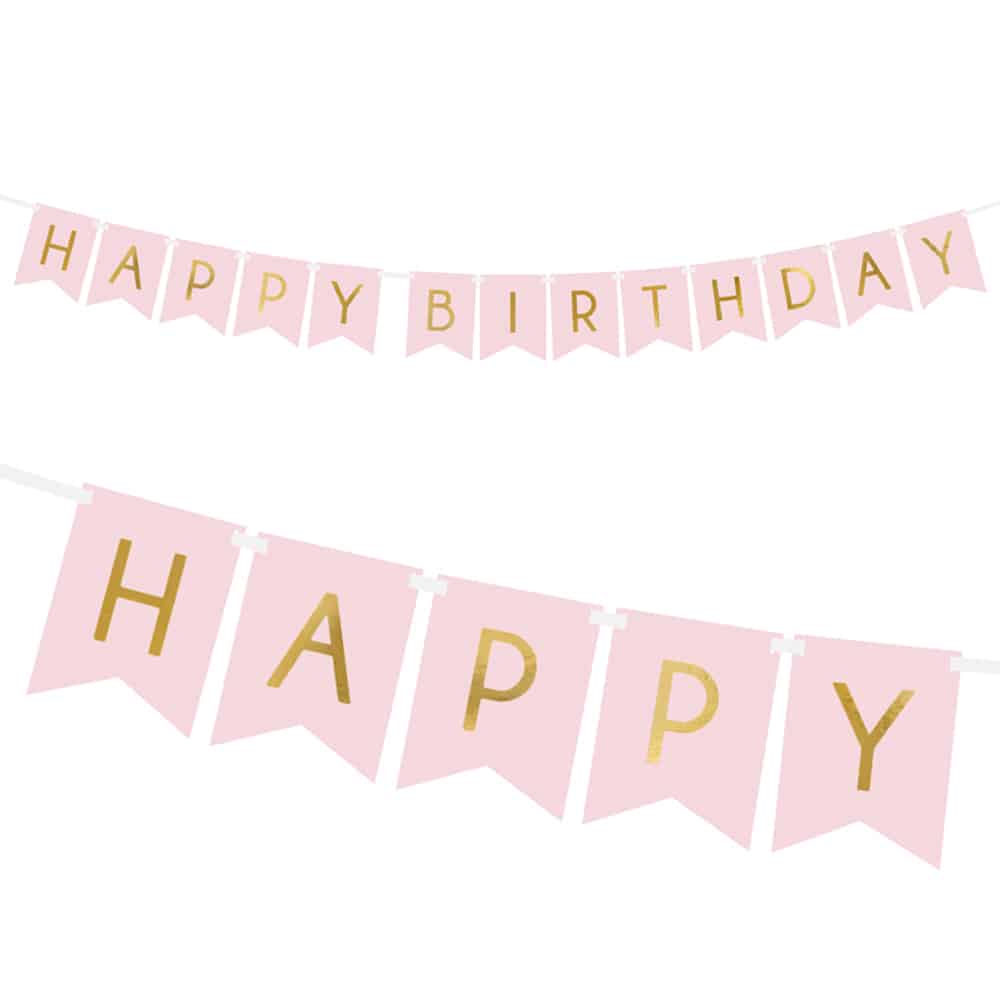 Baner “Happy Birthday”, różowy jasny, 15×175 cm Banery Szalony.pl - Sklep imprezowy