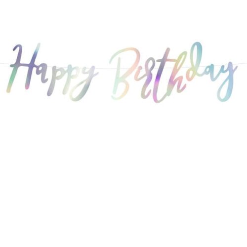 Baner Happy Birthday, opalizujący, 16,5x62cm