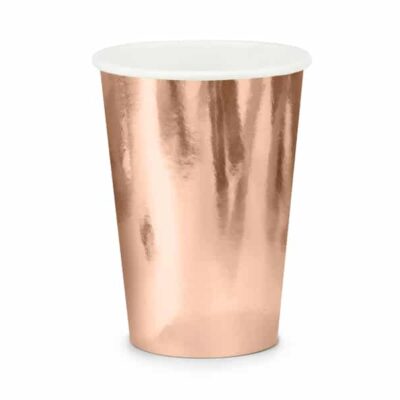 Kubeczki papierowe – Różowe-złoto, 220 ml, 6 szt. Dekoracje imprezowe Szalony.pl - Sklep imprezowy