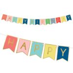 Baner "Happy Birthday", kolorowy, 15x175 cm. Szalony.pl - Sklep imprezowy.
