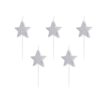Świeczki urodzinowe – Gwiazdki, srebrne, 3,5cm – Dekoracje imprezowe – Szalony.pl