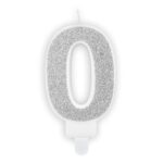 Świeczka urodzinowa, cyfra 0, srebrna, 7cm. Szalony.pl - Sklep imprezowy.