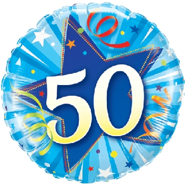 Balon foliowy – 50 lat – niebieski, “STAR”, 18″ Balony bez helu Sprawdź naszą ofertę. Sklep imprezowy Szalony.pl. 2