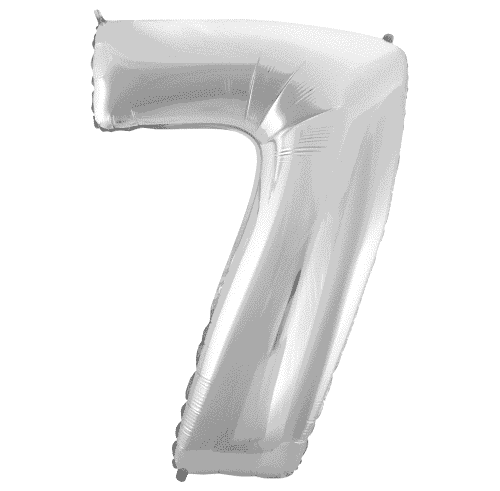 Balon foliowy - cyfra 7, srebrna, 85 cm