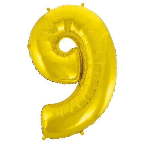 Balon foliowy - cyfra 9, złota, 85 cm
