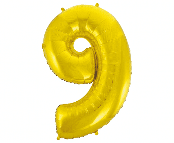 Balon foliowy – cyfra 9, złota, 85 cm Balony bez helu Sprawdź naszą ofertę. Sklep imprezowy Szalony.pl. 2