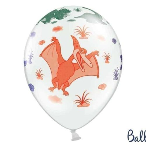 Balon bez helu: Dinozaury, Pastel Pure White, 30cm