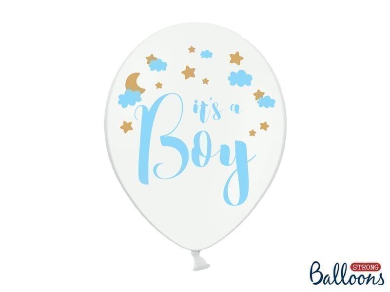 Balon bez helu: It’s a Boy, Pastel Pure White, 30cm Dekoracje imprezowe Szalony.pl - Sklep imprezowy