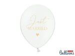 Balon bez helu: Just Married, P. Pure White, 30cm