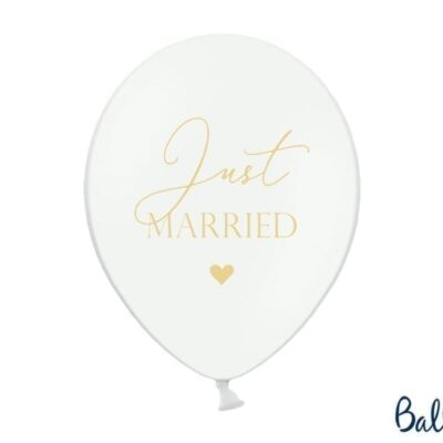 Balon bez helu: Just Married, P. Pure White, 30cm Balony bez helu Szalony.pl - Sklep imprezowy