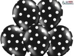 Balon bez helu: Kropki białe, Pastel Black, 30cm