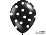 Balon bez helu: Kropki białe, Pastel Black, 30cm