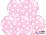 Balon bez helu: Kropki, Pastel Baby Pink, 30cm