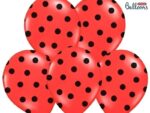 Balon bez helu: Kropki czarne, Pastel Poppy Red, 30cm