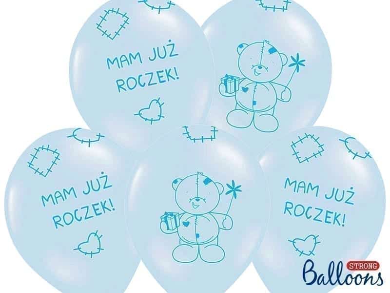 Balon bez helu: Miś – mam już roczek, P. Baby Blue, 30cm Balony bez helu Sprawdź naszą ofertę. Sklep imprezowy Szalony.pl. 5
