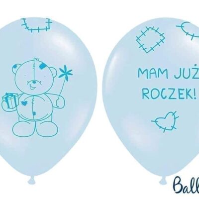 Balon bez helu: Miś – mam już roczek, P. Baby Blue, 30cm Balony bez helu Szalony.pl - Sklep imprezowy