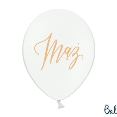 Balon bez helu: Mąż, Pastel Pure White, 30cm Balony bez helu Szalony.pl - Sklep imprezowy