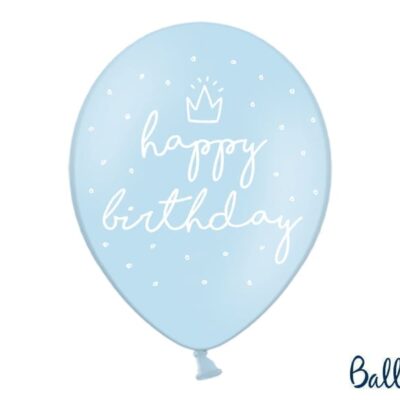 Balon bez helu: Happy Birthday, P. Baby Blue, 30cm Balony bez helu Szalony.pl - Sklep imprezowy