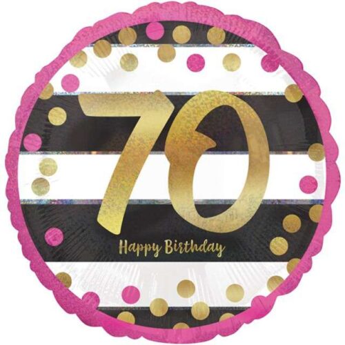 Balon bez helu: 70 lat - różowo-złoty, 18"