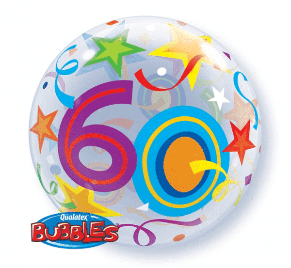 Balon BUBBLES – 60 lat – kolorowy, 22″ Balony bez helu Sprawdź naszą ofertę. Sklep imprezowy Szalony.pl. 2
