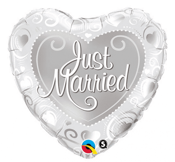 Balon foliowy – Just Married, serce, 18″ Balony bez helu Sprawdź naszą ofertę. Sklep imprezowy Szalony.pl. 2