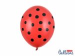 Balon bez helu: Kropki czarne, Pastel Poppy Red, 30cm
