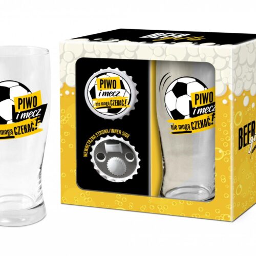 Men's gift - Szklanka do piwa i otwieracz - Piwo i mecz