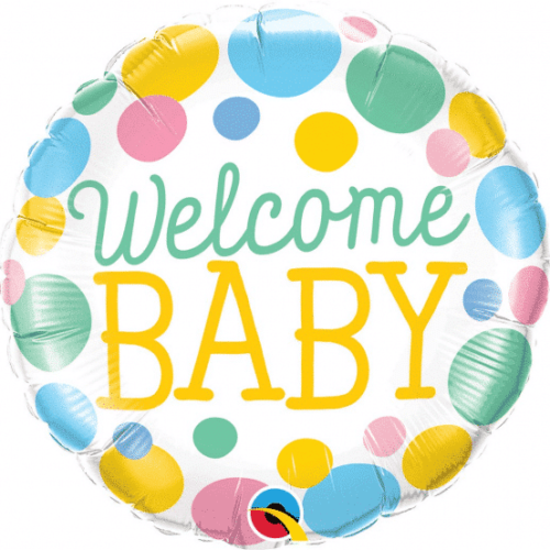 Balon bez helu: Welcome Baby, koło, 18". Szalony.pl - Sklep imprezowy.