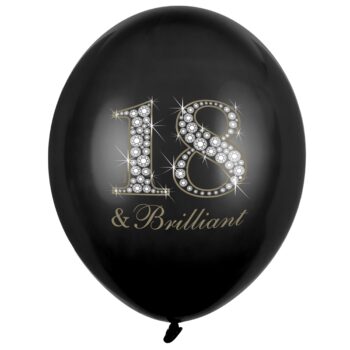 Balon z helem: 18 & Brilliant, czarny, 30 cm – 18 urodziny – Szalony.pl