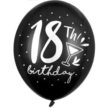 Balon z helem: 18th! Birthday, czarny, 30 cm – 18 urodziny – Szalony.pl