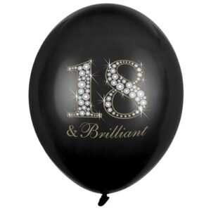 Balon z helem: 18 & Brilliant, czarny, 30 cm Szalony.pl