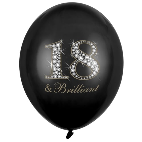 Balon z helem: 18 & Brilliant, czarny, 30 cm Balony na 18 urodziny Sprawdź naszą ofertę. Sklep imprezowy Szalony.pl.