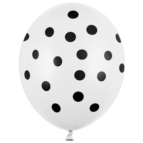Balon z helem: Kropki czarne, white, 30 cm Szalony.pl 5