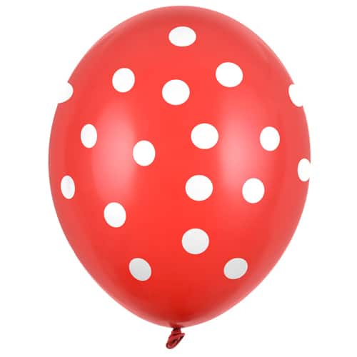 Balon z helem: Kropki białe, red, 30 cm Balony dla Zakochanych Sprawdź naszą ofertę. Sklep imprezowy Szalony.pl. 4