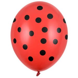 Balon z helem: Kropki czarne, red, 30 cm Szalony.pl