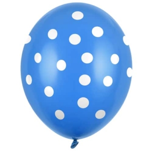 Balon z helem: Kropki białe, blue, 30 cm Szalony.pl
