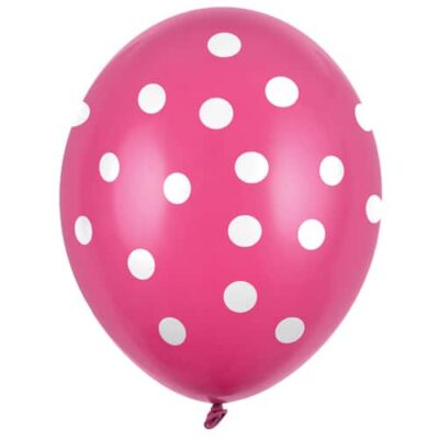 Balon z helem: Kropki białe, pink, 30 cm Balony na Wieczór Panieński Szalony.pl - Sklep imprezowy