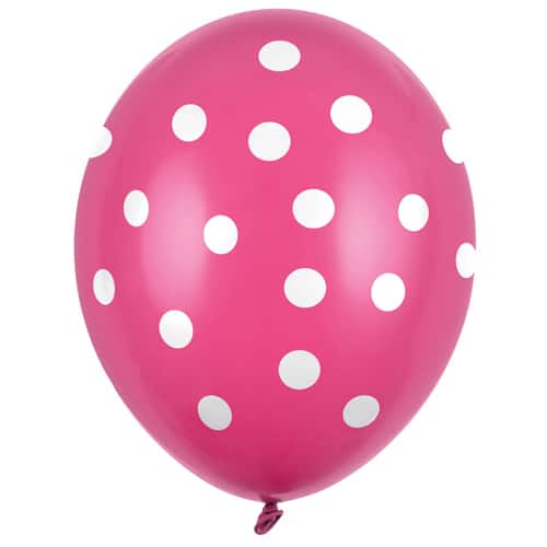 Balon z helem: Kropki białe, pink, 30 cm Balony z helem Szalony.pl - Sklep imprezowy
