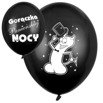 Balon z helem: Gorączka Panieńskiej Nocy, black, 30 cm Balony na Wieczór Panieński Szalony.pl - Sklep imprezowy